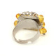 Silver Color Ring With Honey Baltic Amber - Adjustable