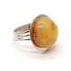 Silver Color Ring With Amber - Adjustable