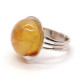 Silver Color Ring With Amber - Adjustable