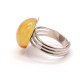 Silver Color Ring With Amber - Adjustable