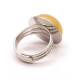 Silver Color Ring With Amber - Adjustable