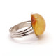 Silver Color Ring With Amber - Adjustable