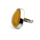 Adjustable Sterling Silver Ring with Egg Yolk Baltic Amber