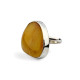 Adjustable Sterling Silver Ring with Egg Yolk Baltic Amber