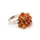 Silver Color Ring With Cognac Baltic Amber - Adjustable