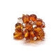 Silver Color Ring With Cognac Baltic Amber - Adjustable