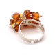 Silver Color Ring With Cognac Baltic Amber - Adjustable