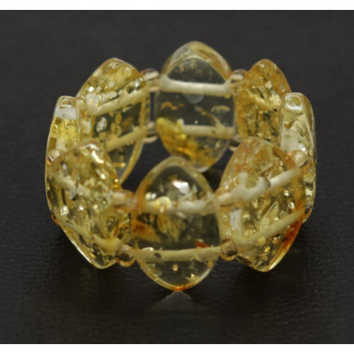Yellow Color Baltic Amber Elastic Ring