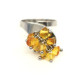 Silver Color Ring With Light Honey Baltic Amber size adjustable