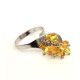 Silver Color Ring With Light Honey Baltic Amber size adjustable