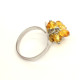 Silver Color Ring With Light Honey Baltic Amber size adjustable
