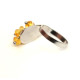 Silver Color Ring With Light Honey Baltic Amber size adjustable