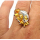 Silver Color Ring With Light Honey Baltic Amber size adjustable