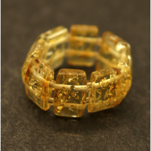 Yellow Color Baltic Amber Elastic Ring 38