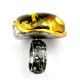 Grand Handcrafted 925 Sterling Silver Ring with Cognac Baltic Amber & Gold Plating