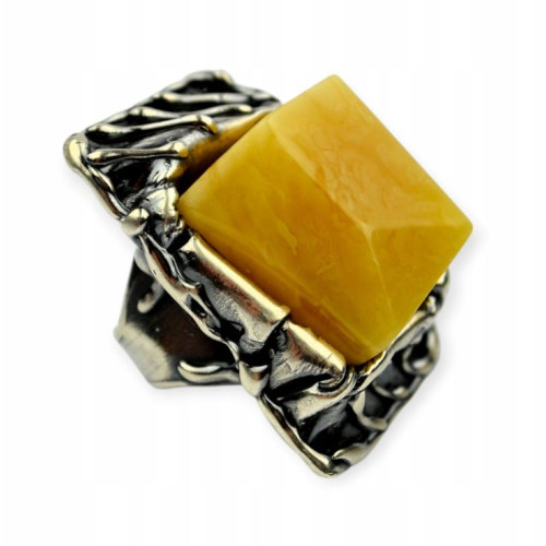 Grand 925 Sterling Silver Ring with Royal Butterscotch Amber