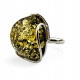 Elegant 925 Sterling Silver Ring with Unique Green Baltic Amber