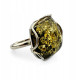 Elegant 925 Sterling Silver Ring with Unique Green Baltic Amber