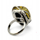 Elegant 925 Sterling Silver Ring with Unique Green Baltic Amber