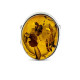 Elegant 925 Sterling Silver Ring with Oval Honey-Cognac Baltic Amber (Adjustable Size)