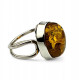 Elegant 925 Sterling Silver Ring with Oval Honey-Cognac Baltic Amber (Adjustable Size)