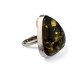Adjustable Sterling Silver Ring with Clear Green Baltic Amber