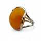 Adjustable Sterling Silver Ring with Egg Yolk Baltic Amber