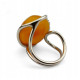 Adjustable Sterling Silver Ring with Egg Yolk Baltic Amber