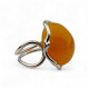 Adjustable Sterling Silver Ring with Egg Yolk Baltic Amber