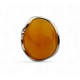 Adjustable Sterling Silver Ring with Egg Yolk Baltic Amber