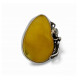 Adjustable Sterling Silver Ring with Egg Yolk Baltic Amber