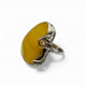 Adjustable Sterling Silver Ring with Egg Yolk Baltic Amber