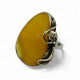 Adjustable Sterling Silver Ring with Egg Yolk Baltic Amber