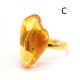 Gold Color Adjustable Ring With Lemon Color Baltic Amber 9