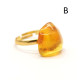 Gold Color Adjustable Ring With Lemon Color Baltic Amber 9