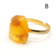 Gold Color Adjustable Ring With Lemon Color Baltic Amber 9
