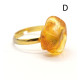 Gold Color Adjustable Ring With Lemon Color Baltic Amber 9
