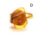 Gold Color Adjustable Ring With Lemon Color Baltic Amber 9