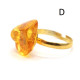 Gold Color Adjustable Ring With Lemon Color Baltic Amber 9