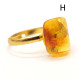 Gold Color Adjustable Ring With Lemon Color Baltic Amber 9