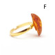 Gold Color Adjustable Ring With Lemon Color Baltic Amber 9