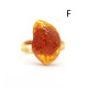 Gold Color Adjustable Ring With Lemon Color Baltic Amber 9
