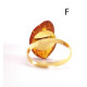 Gold Color Adjustable Ring With Lemon Color Baltic Amber 9