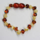 Polished Baroque Style Milky/Cognac Baltic Amber Teething Bracelet/Anklet