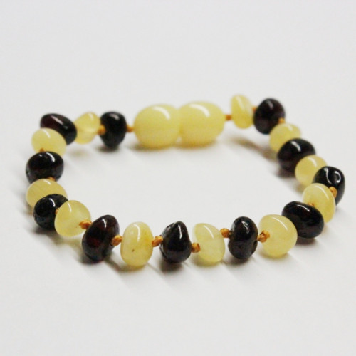 Polished Baraque Style Milky/Chery Baltic Amber Teething Bracelet/Anklet
