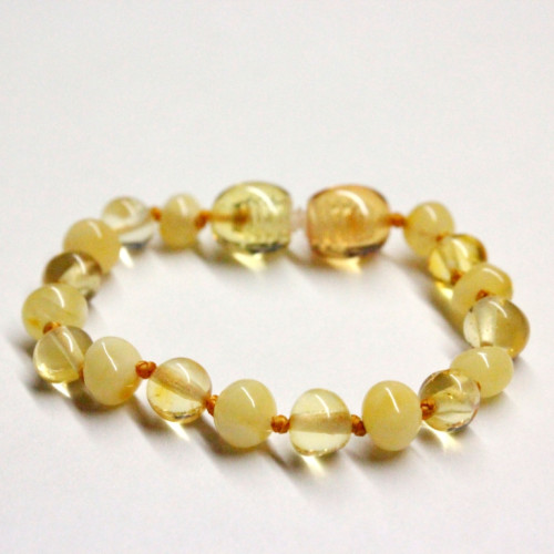 Polished Baroque Style Milky/Lemon Baltic Amber Teething Bracelet/Anklet