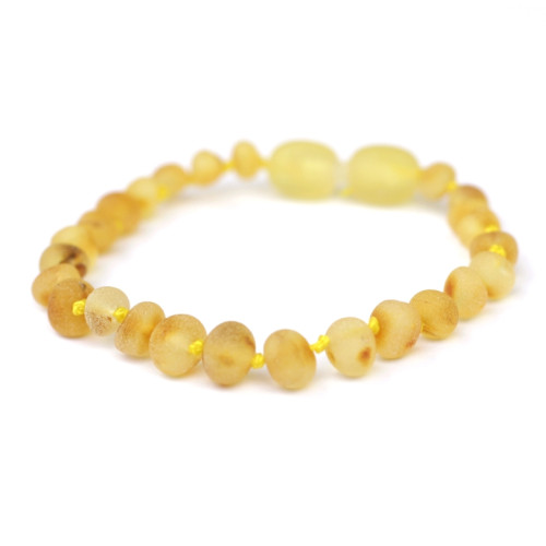 Unpolished Baroque Style Lemon Baltic Amber Teething Bracelet / Anklet