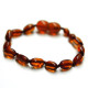 Polished Bean Style Dark Cognac Amber Baby Teething Bracelet / Anklet