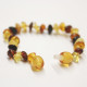 Polished Nuts Style Multicolor Baltic Amber Teething Bracelet / Anklet