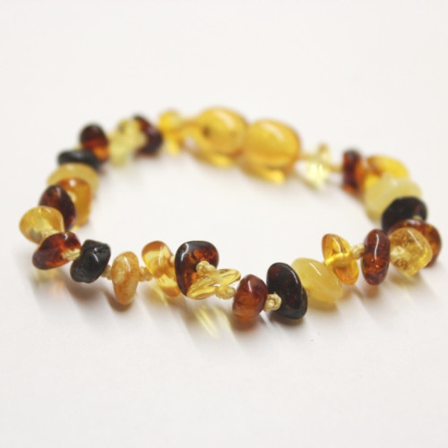 Polished Nuts Style Multicolor Baltic Amber Teething Bracelet / Anklet